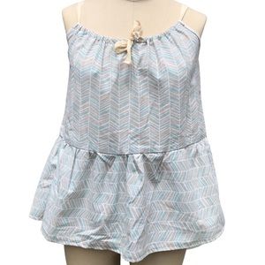 Craftsville Lightweight Cotton Peplum Chevron Blouse Sz M